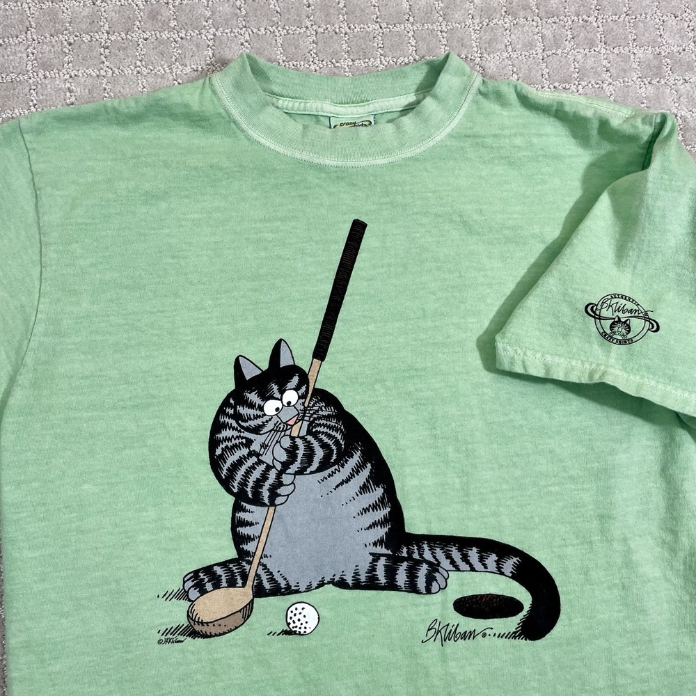 Vintage B. Kilban Cat Golf Double Sided Hawaii Crazy Shirts Tshirt Size Medium - Picture 3 of 8